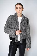 Self-Portrait Black Herringbone Bomber Jacket