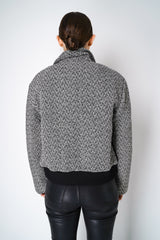 Self-Portrait Black Herringbone Bomber Jacket