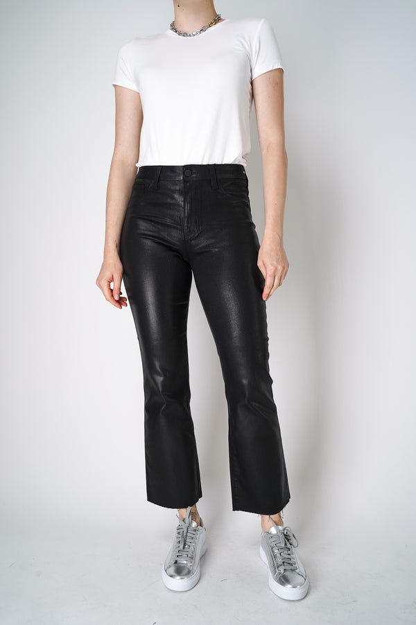 L'Agence Kendra Waxed High-Rise Cropped Flared Jeans Black