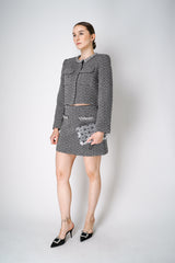 Self-Portrait Black Herringbone Embellished Jacket