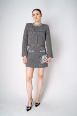 Self-Portrait Black Herringbone Embellished Jacket