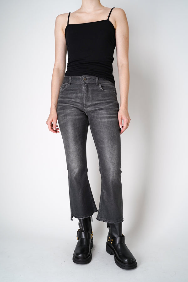 Dorothee Schumacher Cropped Flared Jeans With Under-Glass Effect in Grey