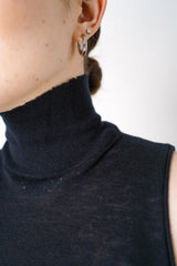 Dorothee Schumacher Knitted Wool Cashmere Sleeveless Turtleneck in Black Vancouver. Shop Online or in Store.