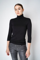 L'Agence Aja Turtleneck 3/4 Sleeve Viscose Top in Black Vancouver. Shop Online or in Store.