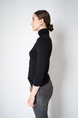 L'Agence Aja Turtleneck 3/4 Sleeve Viscose Top in Black Vancouver. Shop Online or in Store.