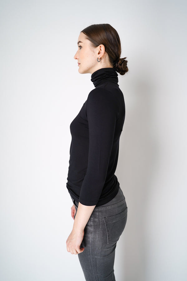 L'Agence Aja Turtleneck 3/4 Sleeve Viscose Top in Black Vancouver. Shop Online or in Store. 