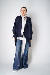 Dorothee Schumacher Trench Coat-Style Shirt-Jacket In Navy Vancouver. Shop Online or in Store.