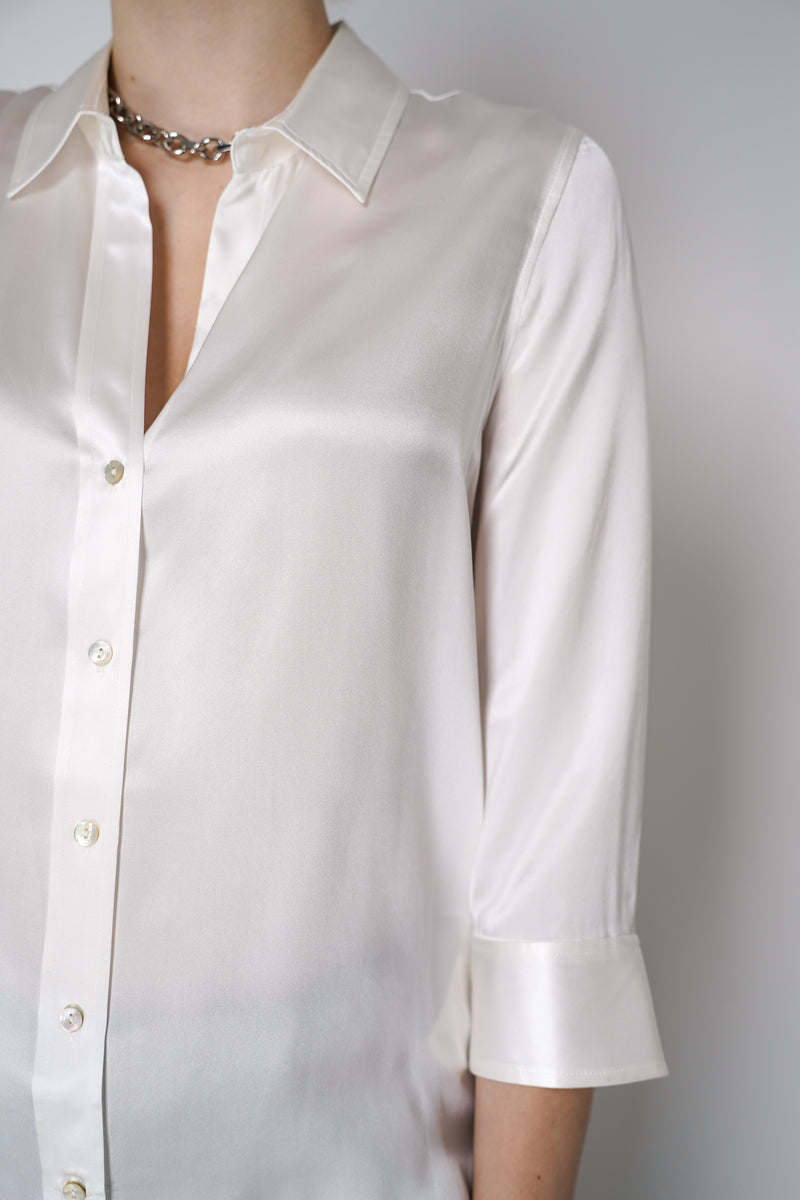 L'Agence Satin Silk Blouse in Ivory Vancouver. Shop Online or in Store.