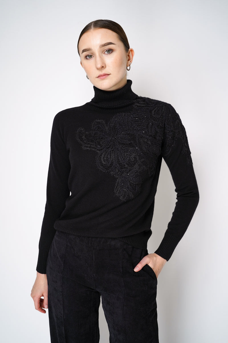 D. Exterior Knit Cashmere Turtleneck Pullover with Embroidery Details Vancouver. Shop Online or in Store.