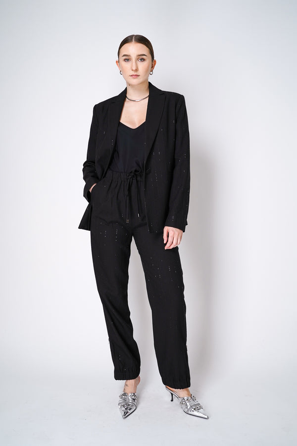 Antonelli Ginestra Sequined Wool Blend Blazer in Black