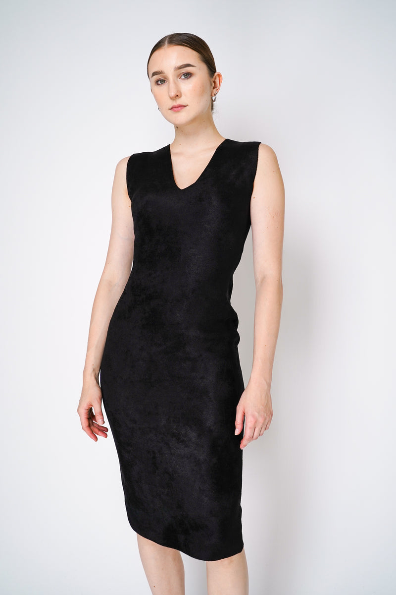 D. Exterior V-Neck Stretch Velvet Dress in Black Vancouver. Shop Online or in Store.