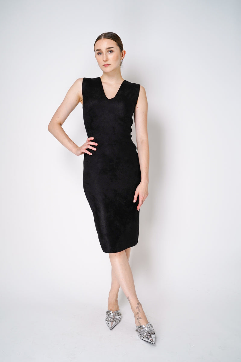 D. Exterior V-Neck Stretch Velvet Dress in Black Vancouver. Shop Online or in Store.