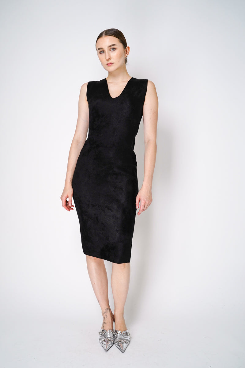 D. Exterior V-Neck Stretch Velvet Dress in Black Vancouver. Shop Online or in Store.