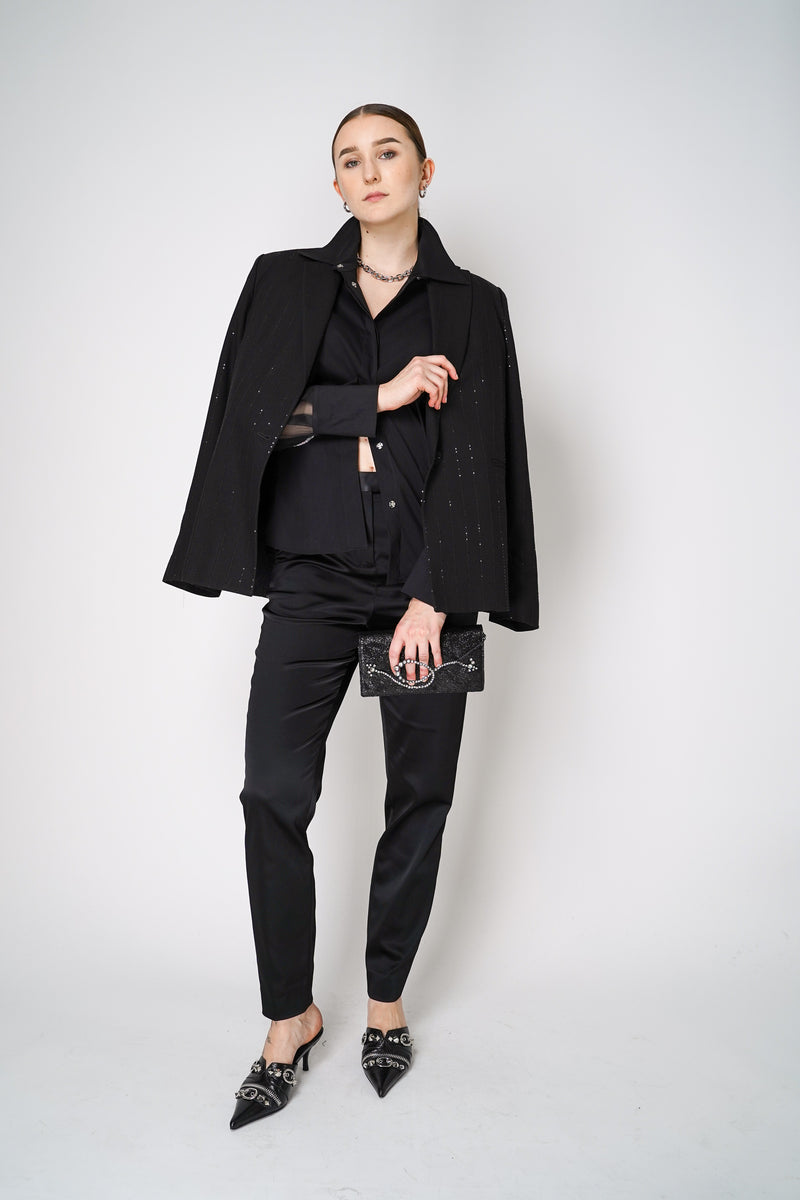 D. Exterior Cotton Poplin Blouse with Sheer Silk Organza Sleeves in Black Vancouver. Shop Online or in Store.