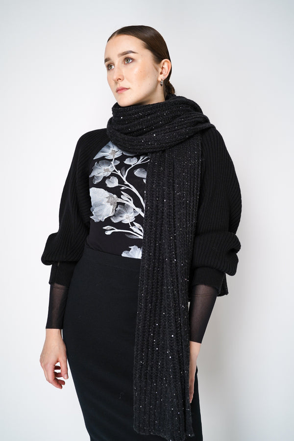 Antonelli Apollo Knit Wool Sequined Scarf in Black