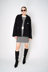 D. Exterior Wool Alpaca Chevron Knit Coat in Black Vancouver. Shop Online or in Store.