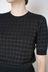 D. Exterior Short Sleeve Knit Shirt in Black Houndstooth Print Vancouver. Shop Online or in Store.