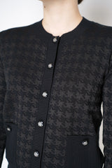 D. Exterior Button Knit Cardigan in Black Houndstooth Print Vancouver. Shop Online or in Store.