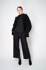 D. Exterior Wool Alpaca Chevron Knit Coat in Black Vancouver. Shop Online or in Store.