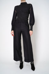 D. Exterior Wide Cropped Wool Flannel Trousers in Black Vancouver. Shop Online or in Store.