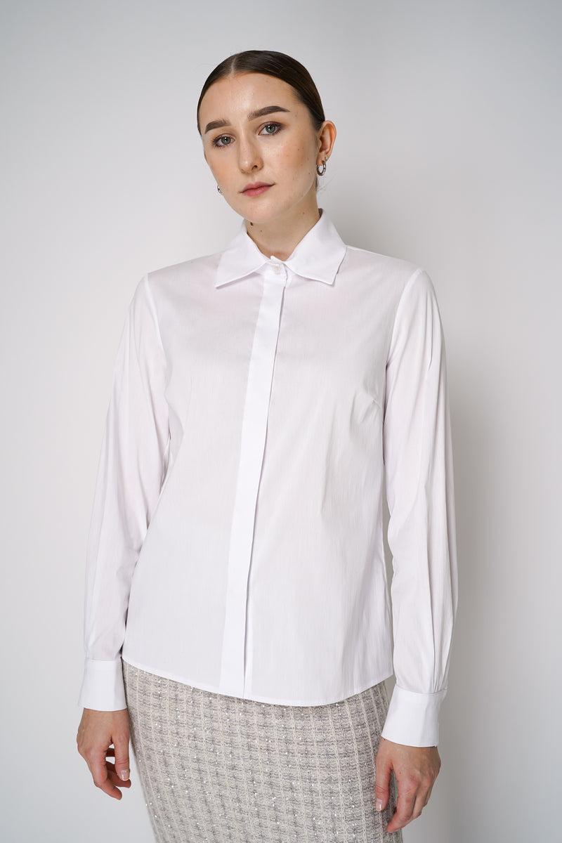 D. Exterior Cotton Poplin Button-Up Blouse in White Vancouver. Shop Online or in Store.