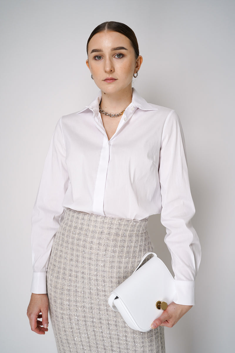 D. Exterior Cotton Poplin Button-Up Blouse in White Vancouver. Shop Online or in Store.