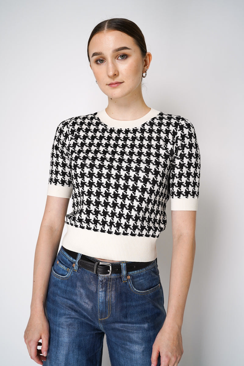 D. Exterior Short Sleeve Knit Shirt in Classic Houndstooth Print Vancouver. Shop Online or in Store. 