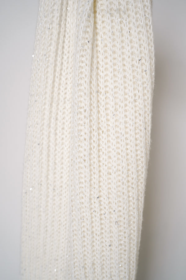 Antonelli Apollo Knit Wool Sequined Scarf in Off-White