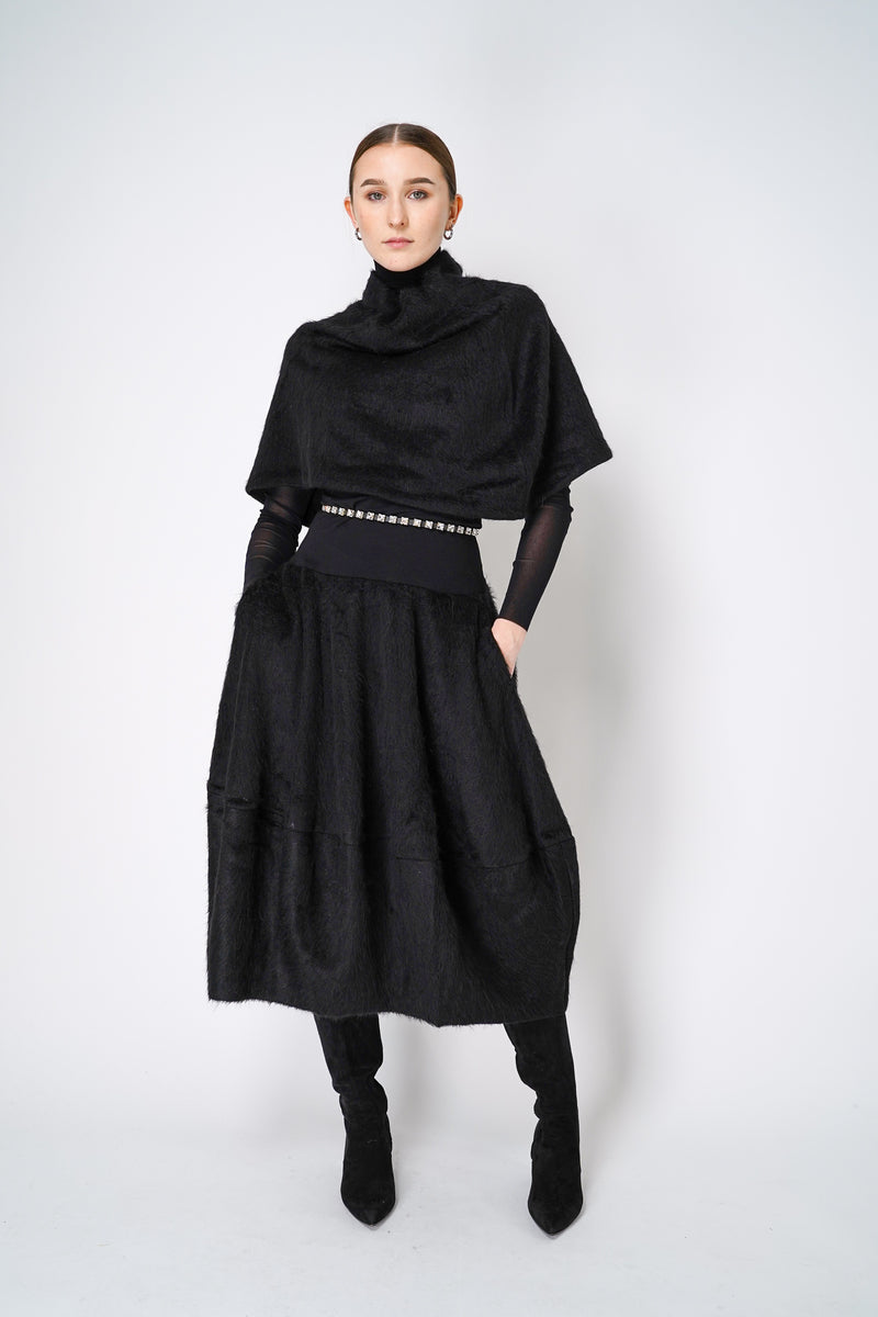 Peter O. Mahler Alpaca Versatile Poncho Mini Skirt in Black Vancouver. Shop Online or in Store. 