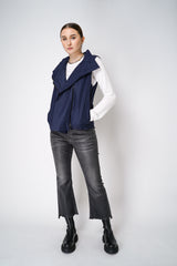 Peter O. Mahler Padded Taffeta Vest with Asymmetrical Zipper in Navy