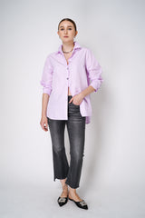 Peter O. Mahler Taffeta Button-Up Shirt in Lilac Vancouver. Shop Online or in Store.