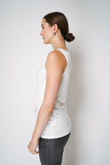 Peter O. Mahler Casual Round Neck Lyocell-Cotton Jersey Tank Top in White Vancouver. Shop Online or in Store.