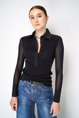 D. Exterior Stretch Tulle Collared Blouse in Black Vancouver. Shop Online or in Store.