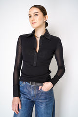 D. Exterior Stretch Tulle Collared Blouse in Black Vancouver. Shop Online or in Store.