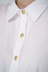 L'Agence Cotton Poplin Blouse with Gold Engraved Buttons in White Vancouver. Shop Online or in Store.