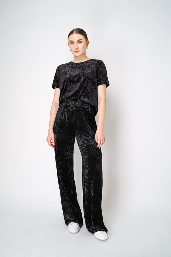 Herno Pull-On Style Velvet Pants in Black