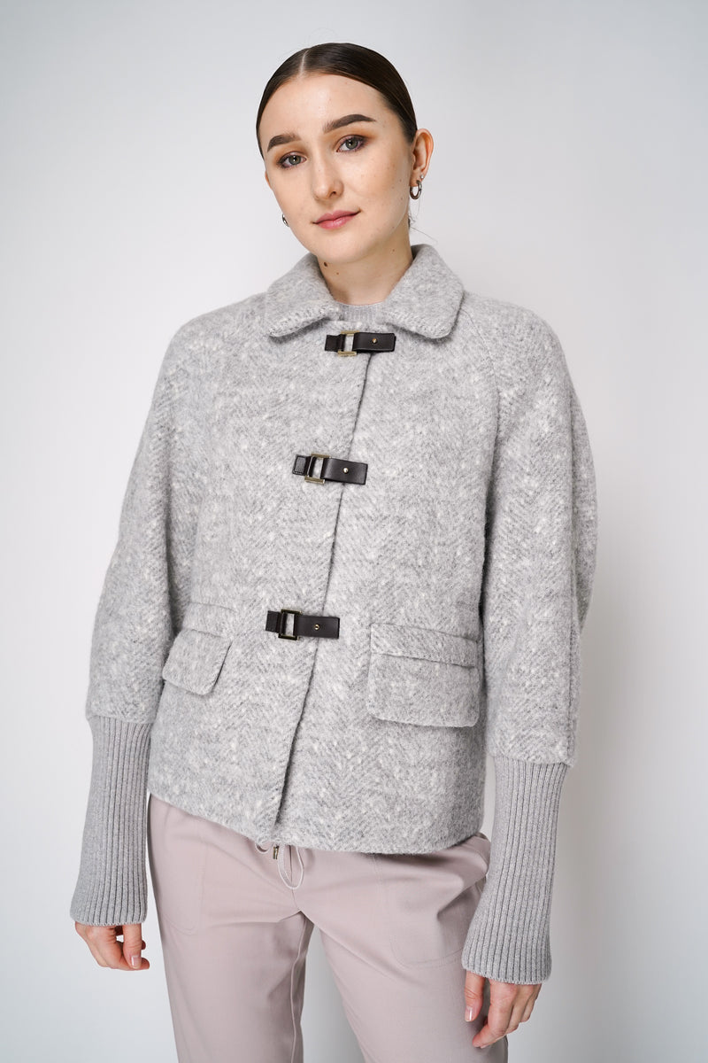 Lorena Antoniazzi Alpaca Bomber Jacket in Grey Melange