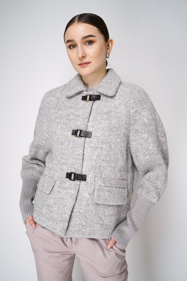 Lorena Antoniazzi Alpaca Bomber Jacket in Grey Melange