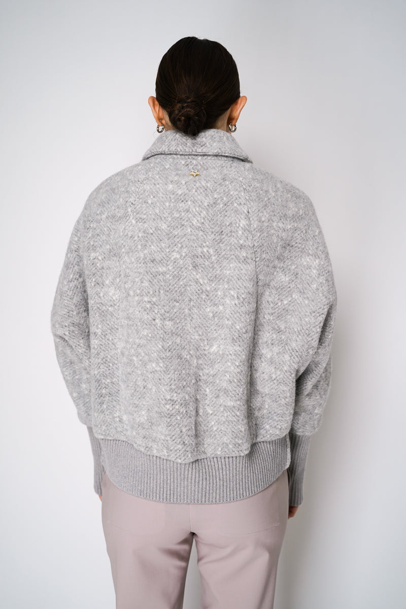 Lorena Antoniazzi Alpaca Bomber Jacket in Grey Melange