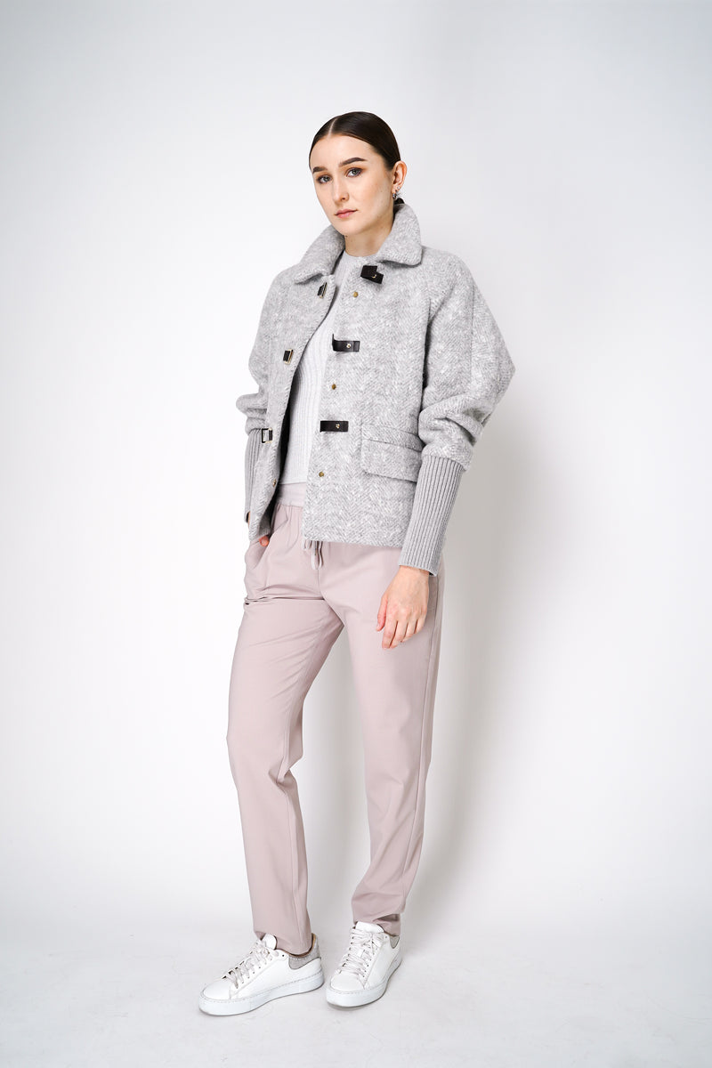 Lorena Antoniazzi Alpaca Bomber Jacket in Grey Melange