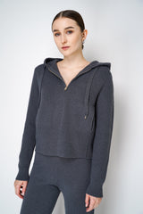 Lorena Antoniazzi Knitted Zip Hoodie in Grey Vancouver. Shop Online or in Store.