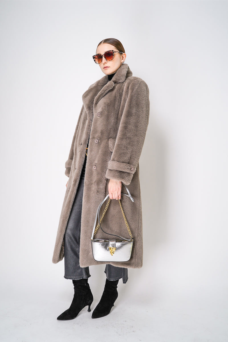 Herno Faux Fur Teddy Coat in Taupe