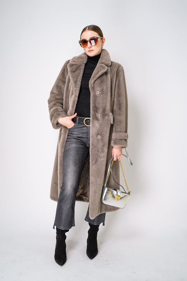 Herno Faux Fur Teddy Coat in Taupe