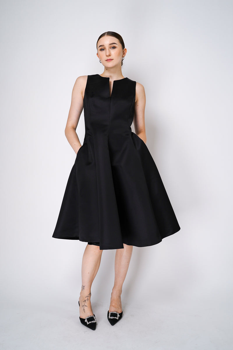 Sara Roka Duchess Satin Dress in Black Vancouver. Shop Online or in Store.