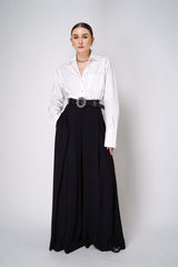 Sara Roka Viscose Palazzo Pants in Black Vancouver. Shop Online or in Store.