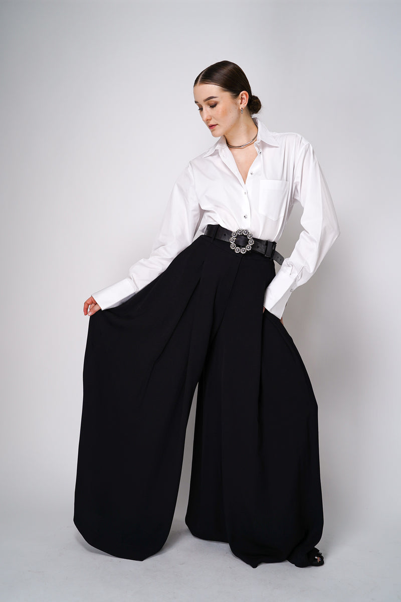 Sara Roka Viscose Palazzo Pants in Black Vancouver. Shop Online or in Store.