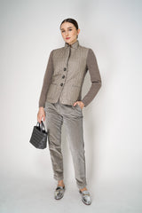 Tonet Corduroy Pants with Lurex Details at the Waist in Taupe Vancouver. Shop Online or in Store.