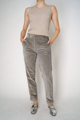 Tonet Corduroy Pants with Lurex Details at the Waist in Taupe Vancouver. Shop Online or in Store.