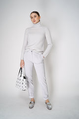 Tonet Corduroy Pants with Lurex Details at the Waist in Light Grey Vancouver. Shop Online or in Store.