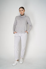 Tonet Corduroy Pants with Lurex Details at the Waist in Light Grey Vancouver. Shop Online or in Store.